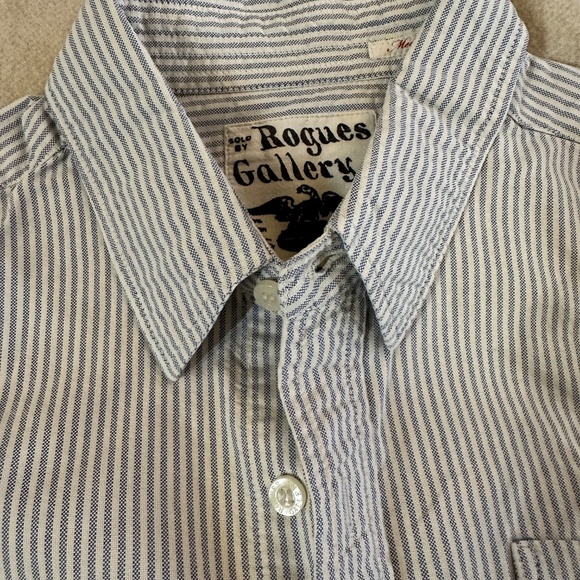 Rogue's Gallery Oxford cloth shirt in blue/white stripe, size M (fits S) - Picture 3 of 6